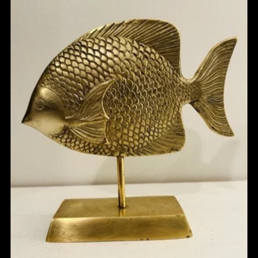Vintage Rosenthal Netter Hollywood Regency Gold Brass Fish Sculpture MCM